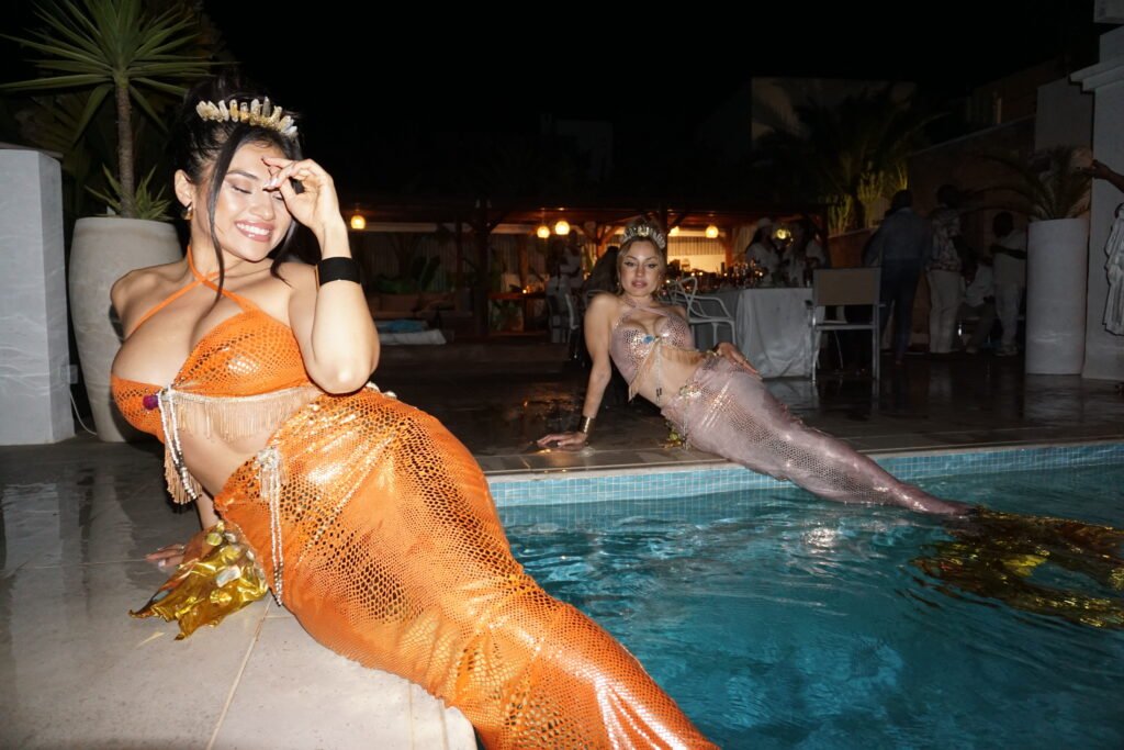Mermaid pool show private villa party Ibiza