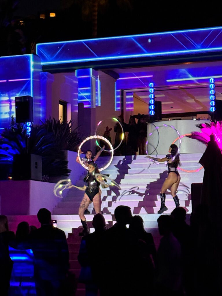 Silver LED holographic performer Ibiza private event
