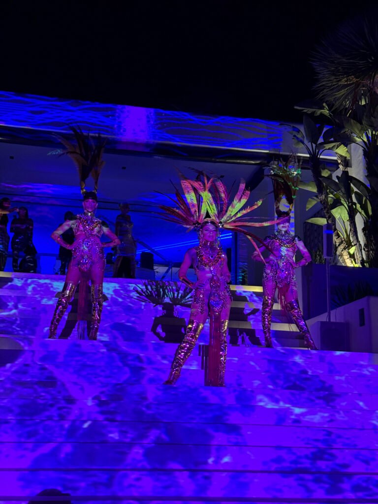 Aerial hoop show luxury event production Ibiza