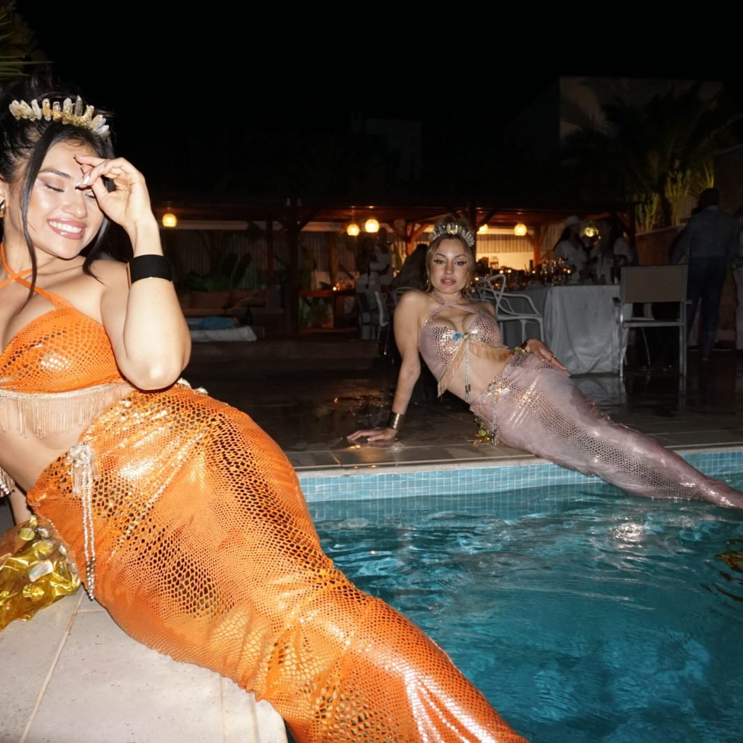 Mermaid pool show private villa party Ibiza