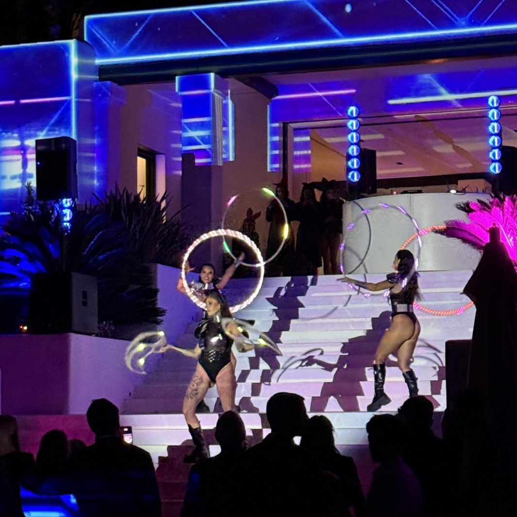 Silver LED holographic performer Ibiza private event