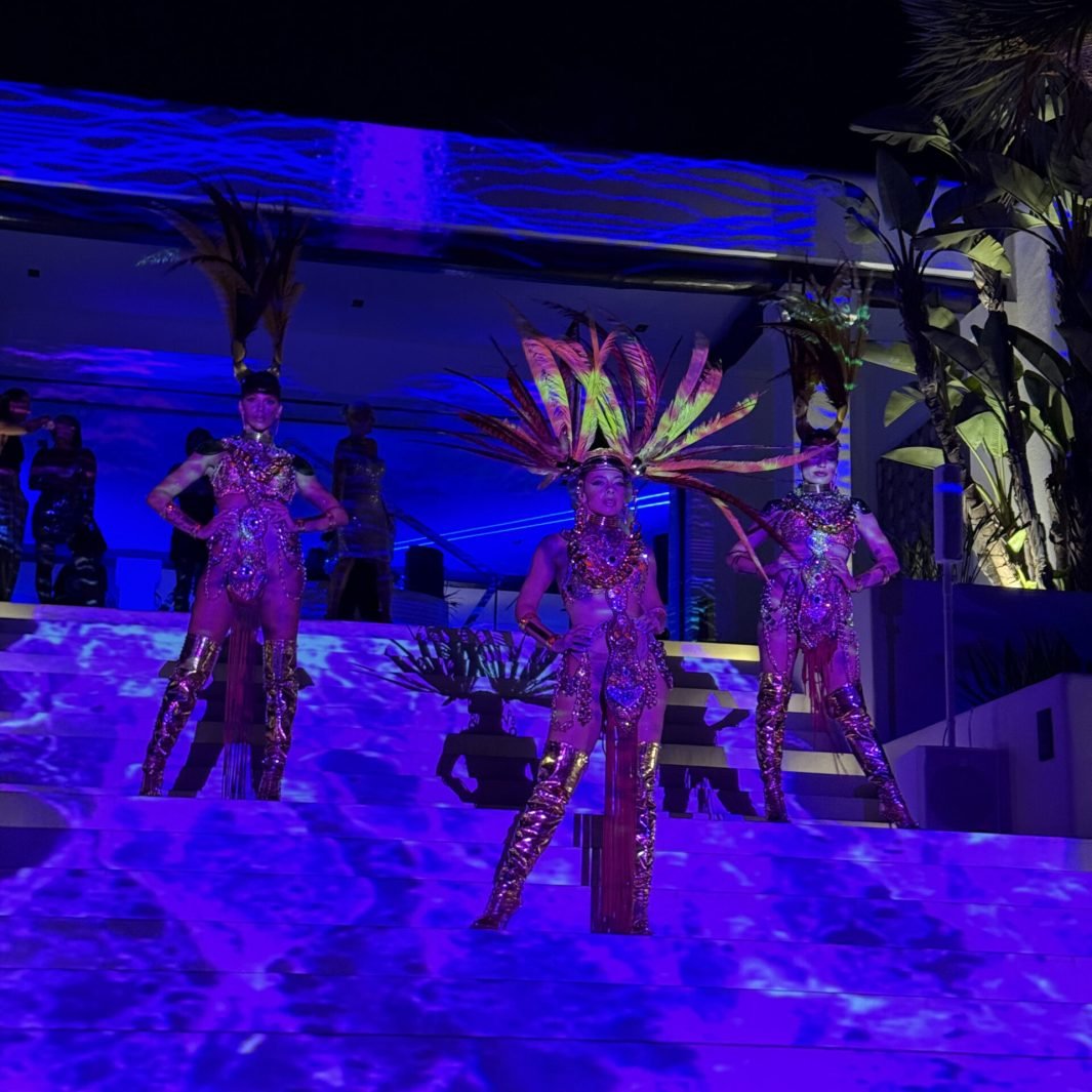 Aerial hoop show luxury event production Ibiza